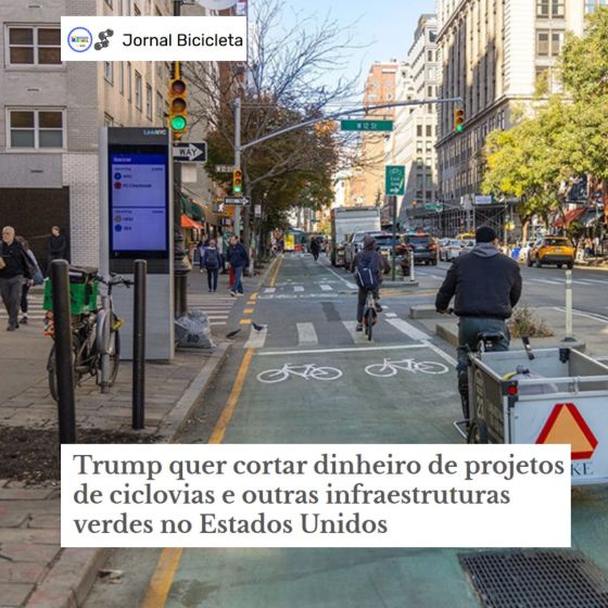Ciclovia na Avenida Seis em Manhattan, centro de Nova York (EUA). Crédito Departamento de Transportes (DOT - NY)